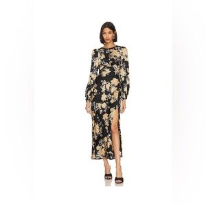 Revolve ASTR Floral Black and Cream Maxi Dress